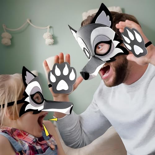 Ensemble cosplay de loup avec queue en palmier et accessoires de carnaval