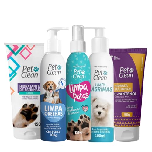 Kit Hidratantes e Pós Banho Pet Clean - Limpa Lágrimas, orelha e Patas.