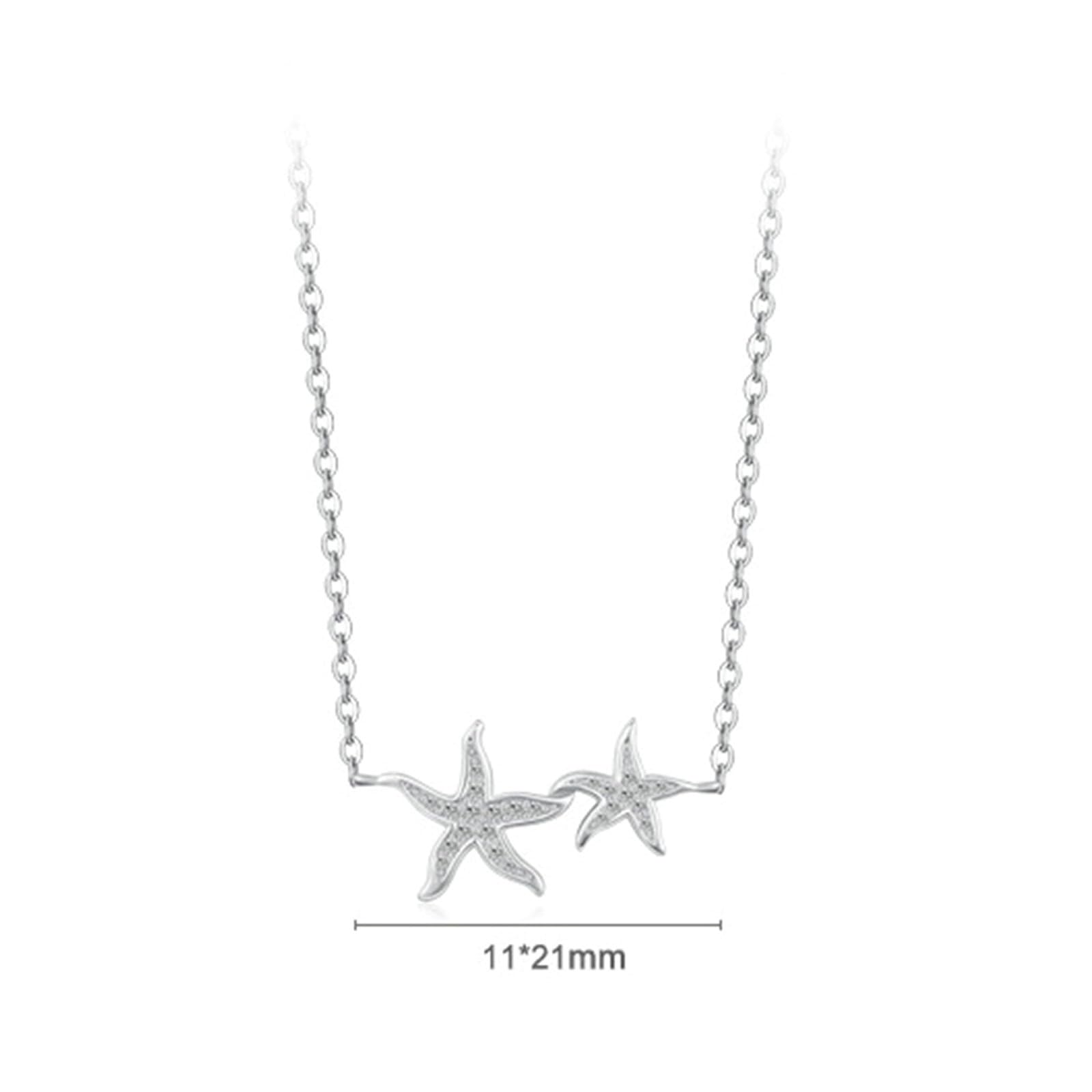 Collar de estrella de mar de oro blanco, colgante de 9K/14K/18K con gargantilla de moissanita para mujer, 40+5cm