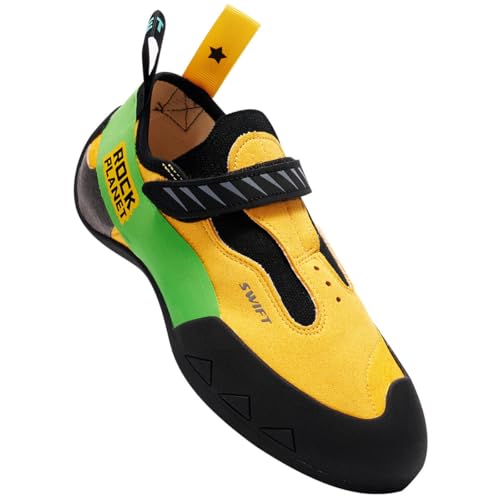 Men Women Sport Climbing Shoes Lightweight Bouldering Shoes with Sticky Rubber Sole for Indoor Outdoor Climbing Gym Breathable Slip-Resistant‌ Yellow-Black
