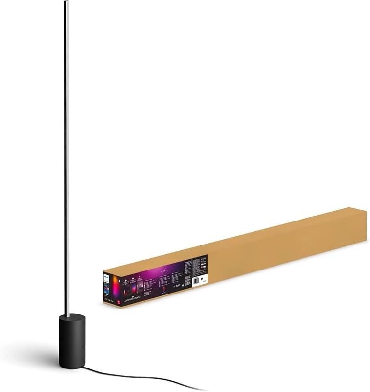 Signe Smart Color Changing Floor Lamp, 1-Pack, Black | White & Color Ambiance, 2550 Lumens, Works with Alexa Google Assistant & Apple HomeKit, Use with Hue App