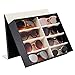 Juvale Glasses Case Organizer - 8-Slot, 12.6 x 9.8 x 2.5 in, Black Faux Leather - Sunglasses Storage & Holder for Nightstand & Desk - Flip-Top Display Case