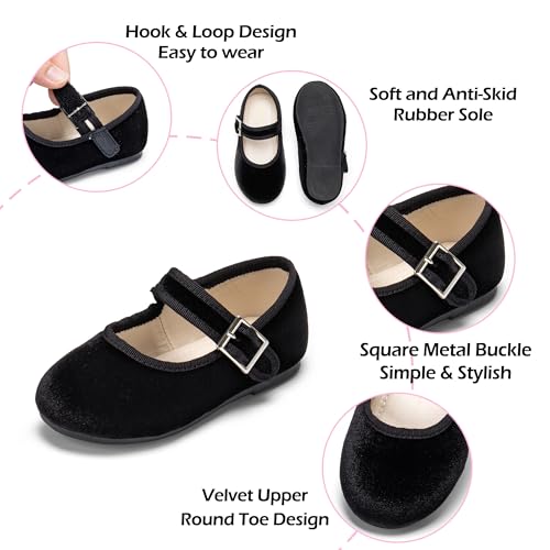 Image of PHIRAMIN Toddler Flower Girl Glitter Dress Shoes Little Girl Ballet Flats Bow Wedding Party