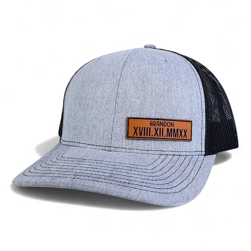 Custom Kids Hat with Name and Roman Numeral Date, Personalized Trucker Cap for Boys, Toddler Birthday or Milestone Gift, Adjustable Youth Hat Black