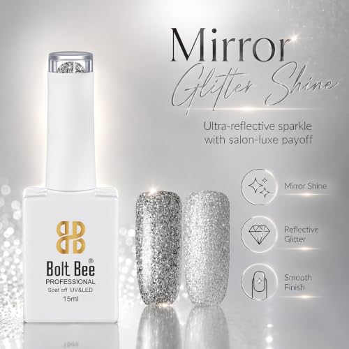 Image of BOLT BEE 15ML Gel Nail Polish 1Pc Clear Pink Glitter Nail Polish Soak Off UV LED Nail Gel Polish Nail Art Starter Manicure Salon DIY at Home, 0.5 OZ (1) (84)
