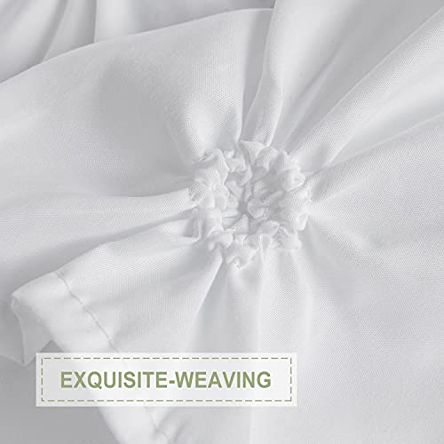 Jslove 2 Pcs Shower Curtain Sets With Rugs - Pinched Pleat Farmhouse Shower Curtain Elegant Shabby Chic Decor For Bathroom White Standard 72" X 72" #TOP4