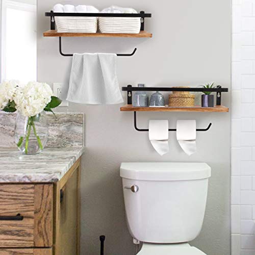 Phunaya Floating Shelves,Wall Mounted Shelf For Kitchen,Living Room,Bedroom,Bathroom Storage,Rustic Wood,Set Of 2 #TOP1