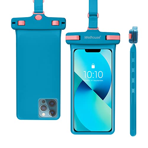 Waterproof Phone Pouch With Lanyard Cellphone Ip8X Diving 3D Seamless Dry Bag Case Outdoor Beach Underwater Hd Tpu Waterproof Dustproof Touch Phone Case For Iphone 14 Pro 13 Pro Blue #TOP16