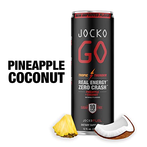 Jocko Go Energy Drinks Sugar Free - Keto, Vitamin B12, Vitamin B6, Nootropic - Sugar Free Energy Drinks W/Monk Fruit (Tropic Thunder) 12Pk #TOP2