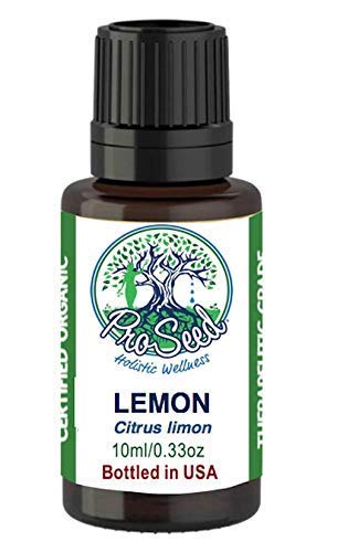 ProSeed Handmade Organic Lemon Essential Oil – Pure Citrus Lemon for Aromatherapy, Relaxation, Cleaning & DIY Blends – High Quality, Natural Formula – 10ml (0.33oz)
