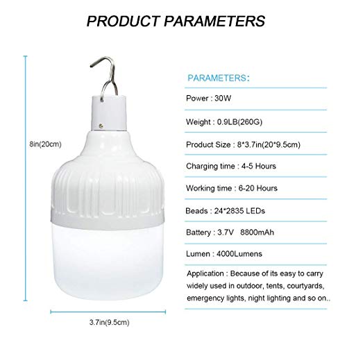 Camping Lantern Letour Dimmable 8800Mah Led Light Bulb 5 Lighting Modes Usb Rechargeable Hanging Tent Light 4800 Lumen Portable Emergency Lantern Outdoor Light Bulb For Camping/Garden/Bbq/Outage #TOP6