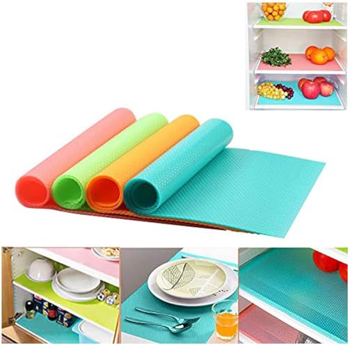 HOMGEN Fridge Liners Mrs Hinch Washable 8Pack Refrigerator Mats Fridge Pad Fridge Shelf Liner Mats Waterproof Kitchen Cupboard Liner for Fridge, Cabniet, Drawer, Book Shelves ect (4 Colours,45x29cm)