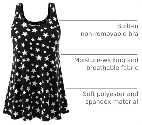 Image of Air Curvey Tank Tops for Women Build in Bra Casual Flowy Tank Pleated Loose Fit S-XXXXL