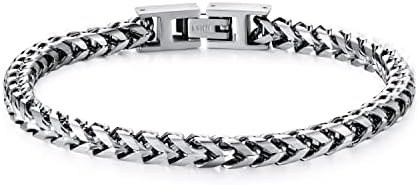 Mens Bracelets - Stainless Steel Fold Over Clasp Franco Chain Bracelets for Men Jewelry Gifts for Dad Grandpa Husband