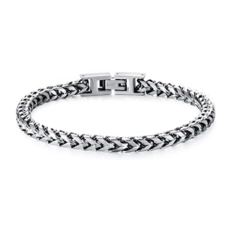 LUCKY2+7 Mens Bracelet - Stainless Steel Fold Over Clasp Franco Chain Bracelets for Men Jewelry Gifts for Dad Grandpa Husband Cover