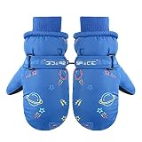 Grueso y cálido: los guantes de snowboard para niños hechos con tela resistente al agua y vellón engrosado en el interior, mantienen el calor, la comodidad y la transpirabilidad, protegen a su hijo del viento frío, la nieve y el polvo.