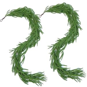 Hananona 2 Pcs Artificial Norfolk Pine Garlands, Real Touch Winter Pine Garland, Green Artificial Greenery Garland for Table, Mantle, Wall, Indoor, Outdoor Christmas Decorations (2, 6 FT) Hananona 2 Pcs Artificial Norfolk Pine Garlands Real Touch Winter Pine Garland Green Artificial Greenery Garland for Table Mantle Wall Indoor Outdoor Christmas Decorations 2 6 FT