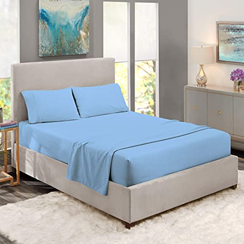 Arlinen Rv Sheet Sets-(60X80) Camper Queen Size, Light Blue Stripe Up To 8-10 Inch Deep Mattress Sheets For Camper Bed Sheetset. #TOP1