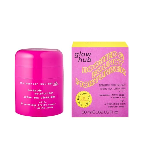 Glow Hub Barrier Builder Boosted & Bouncy Ceramide Moisturiser with Glycerin and Inulin for All Skin Types 50g
