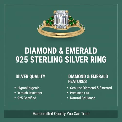 Image of Choose Your Gemstone Emerald Cut Petite Cathedral Diamond CZ Ring Yellow Gold Plated Emerald Shape Petite Engagement Rings for Women, Girls and Ladies US Size 4 to 12