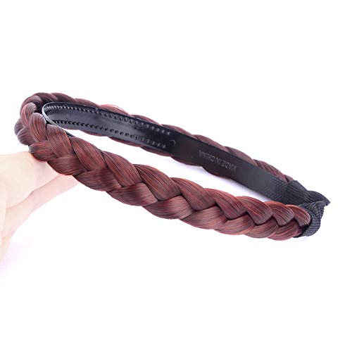 Gledola Diadema trenzada con dientes trenzados para el pelo sintético para mujer (borgoña)