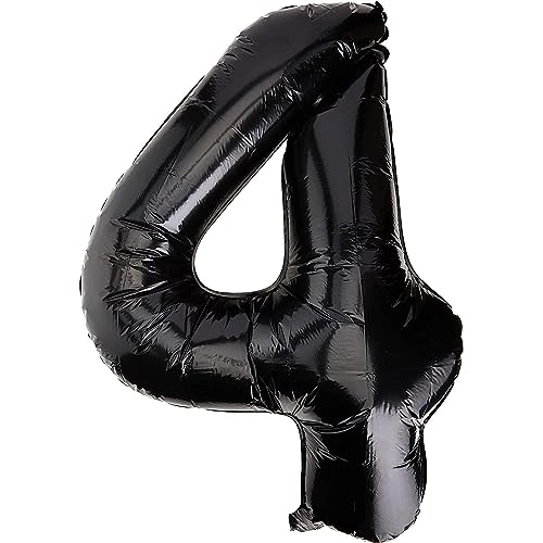 Unique Party- Globo gigante número 4, Color negro, 86 cm (55864) , color/modelo surtido