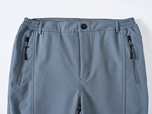 Men's Waterproof Snow Ski Pants Windproof Fleece Lined Ripstop Outdoor Lightweight Hiking Snowboard Pants Zipper Bottom Leg Stone Blue M #TOP2