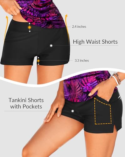 Image of Talisea Tankini Two Piece with Shorts - Womens Tummy Control Swimsuit with Pockets Bathing Suit with V-Wire Boy Shorts