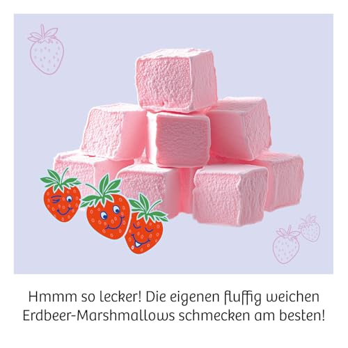 Kosmos 658304 Marshmallows selber Machen, fluffige Süßigkeiten selbst herstellen, Mischung mit Erdbeergeschmack, vergan, Mitbringexperiment für Kinder ab 8 Jahre