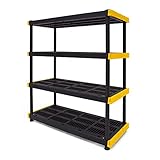 Original Black & Yellow 4-Tier Storage Shelving Unit, Indoor/Outdoor, Heavy Duty Storage Shelving Unit (55”H x 48”W x 20”D)