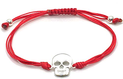 PULSERA CALAVERA DE PLATA DE LEY 925/1000 (ROJO)