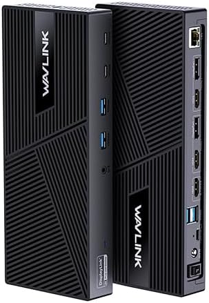WAVLINK DisplayLink Dockingstation, Triple‑Display mit Dual 4K, 100W PD | 15‑in‑1 Dockingstation: Dreifach‑Display Dual 4K,3×HDMI,2×DP,USB‑C/A 10Gbps,Gigabit LAN,100W PD,für M1 M2
