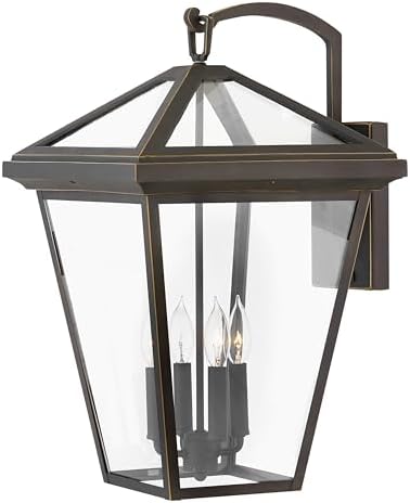 Hinkley Alford Place Extra Large Outdoor Wall Mount Lantern, Die Cast Aluminum Frame, Sealed Clear Glass, Oil Rubbed Bronze