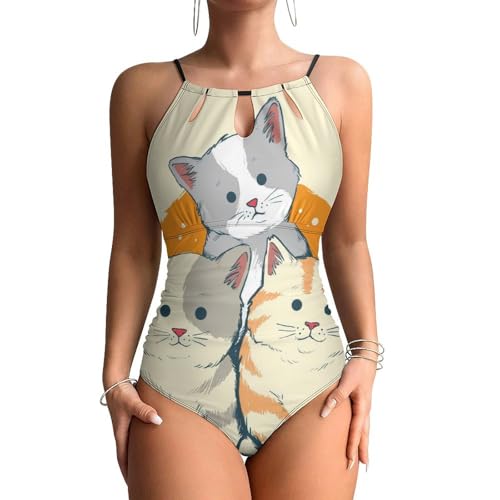 Maillots de bain une pièce femme gainant beachwear imprimé chat