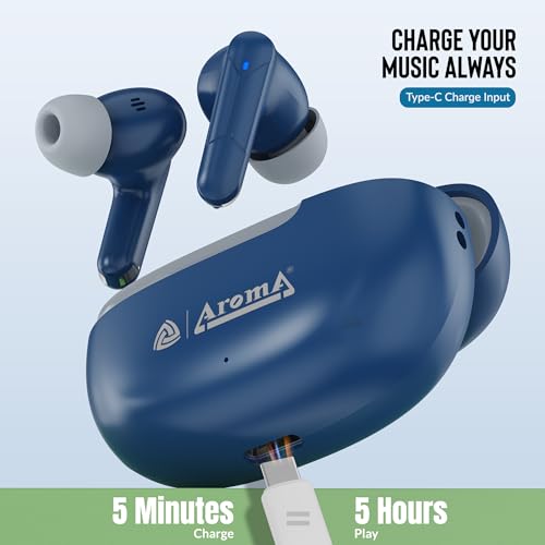 Image of AROMA TWS6 Sync V5.4 Upto 55Hr Playtime*, ENC, Dual Paring, Fast Charging, Heavy Bass Bluetooth