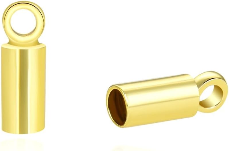 200pcs Adabele Tarnish Resistant Tube Cord End Cap Glue in 18K Yellow Gold Plated for 2mm Beading Wire Cord Thread Craft Jewelry Making BF223-3