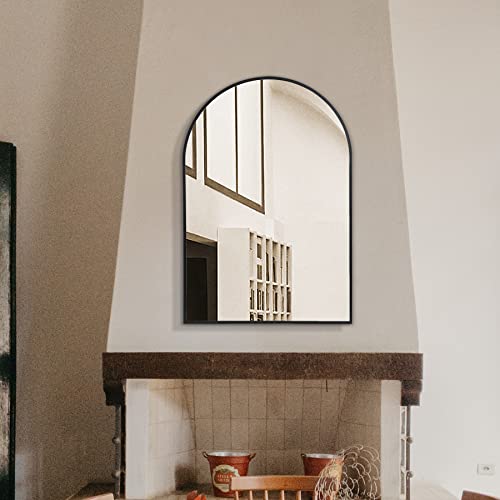 Arched Wall Mirror for Bathroom,Mirrors for Wall,24''x36'',Vanity Mirror for Bedroom Dresser, Entryway, Living Room, Metal Frame (36''x24'',Black)