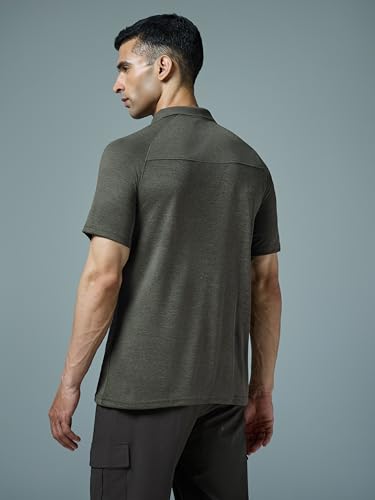 Image of TECHNOSPORT Men's 100% Polyester Slim Fit Self-Design Half Sleeve Polo T-Shirt with Double Cool, SPF50+ Properties for Gym, Workout 7 Regular Use