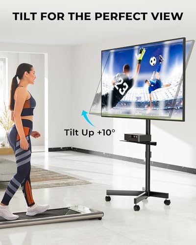 BONTEC Mobile TV Stand with Tilt Function, Rolling TV Cart for 23"-60" TVs - 5