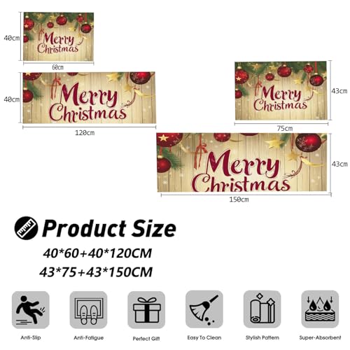 Tapis de cuisine décorations de branches de pin style Noël - 7