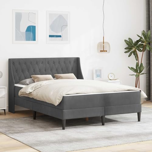 kithwjll Estructura de cama con colchón de terciopelo gris oscuro, 120 x 190 cm, somier de láminas de espuma fría, ergonómico, transpirable, para dormitorio, habitación de invitados, habitación