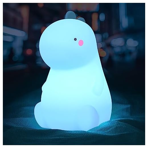 VSATEN Dinosaur Night Light for Kids, Cute Color Changing Silicone Baby Night Light with Touch Sensor, Portable Rechargeable LED Bedside Nursery Lamp for Toddler's Room, Dinosaur Gifts for Boys Girls