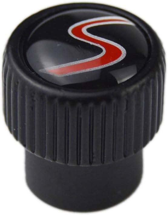 (Set of 4) S Metal Auto Tire Valve Stem Cap Cover with Resin S Emblem Covers Trim for Mini Cooper S Countryman S Clubman S JCW 36110429652