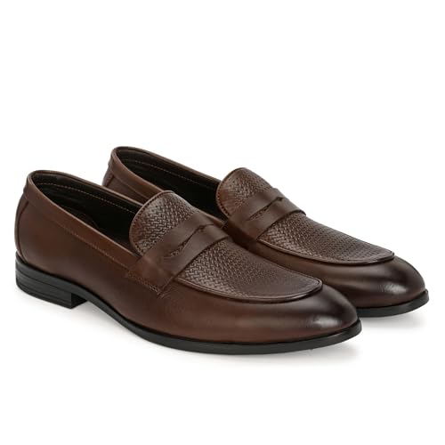 Image of Blue Leather by Centrino Genuine Leather Slip-On Men's Formal Shoe |Stylish with Soft Cushioned Insole |Trendy Non Lace-Up Design |Durable Leather with Anti-Skid Sole | Perfect for Formal Wear (3944)