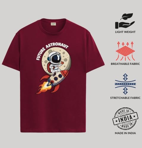 Image of ADRO T Shirts for Boys & Girls | Astronaut Printed T-Shirt | Ages 3-14 | 100% Cotton Round Neck Tshirt for Boys