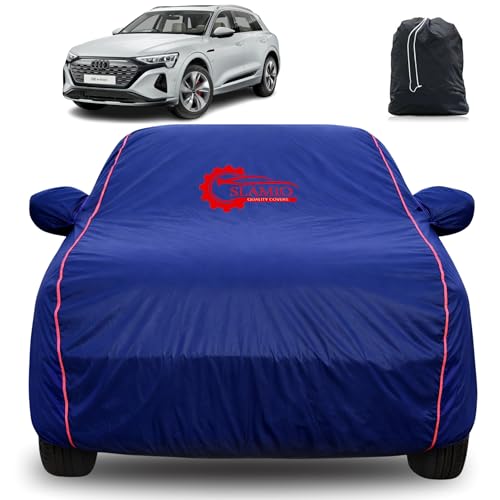 Image of 100% Waterproof Car Cover for Audi Q8 e-tron (EV) | All-Weather, Dustproof & UV Protection | Heavy-Duty 3-Layer Fabric | Custom Fit with Mirror & Antenna Pocket | Navy Blue