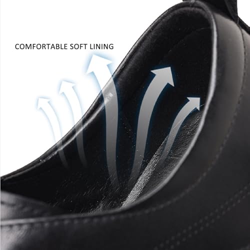 Men's Genuine Leather Platform Chunky Heel Oxfords Fashion Round Toe Slip On Lug Sole Business Dress Lace-Up Penny Loafers for Party Wedding Prom Work Shoes4