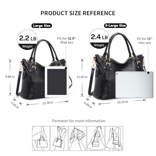 Image of Kattee Leather Handbags Tote Shoulder Bag for Woman Satchel Designer Purse Top Handles Crossbody Bag Large Capacity