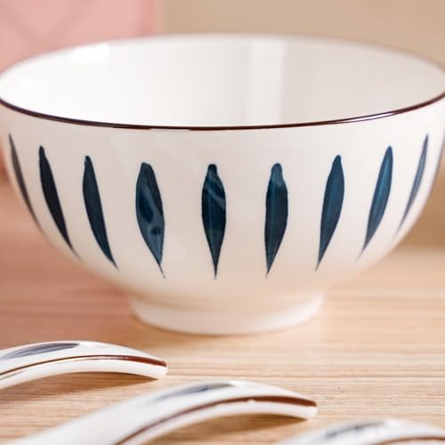 Image of Nestasia Set of 4 Soup Bowl with Spoon (350ml Each) - Ceramic Microwave & Dishwasher Safe Bowls for Serving Soup, Curry, Custard, & Dessert | Teardrop Design Bowl Set Perfect for Gifting & Daily Use