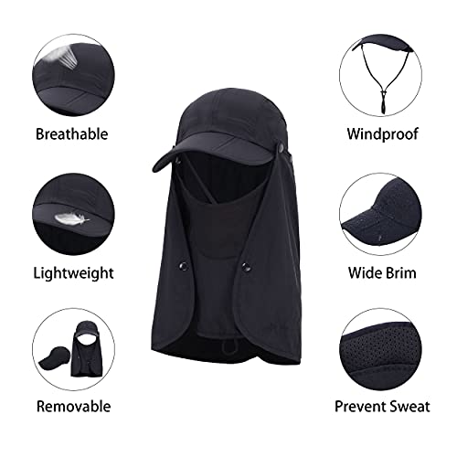 Fishing Hat Sun Hat For Women, Fishing Hat For Men With Neck Flap, Uv Sun Protection Quick-Drying Upf 50+ Sun Hat For Hiking, Safari, Black #TOP4